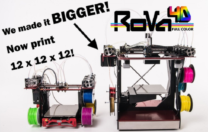 RoVa4D Full-Color Blender 3D Printer Commands Stellar Kickstarter Campaign Ending Tomorrow; Larger Build Height Announced